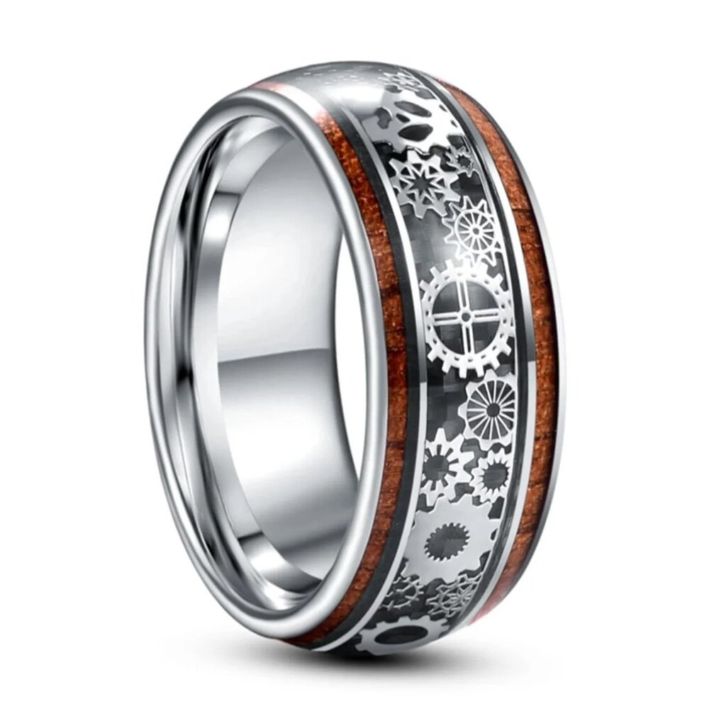 Wedding Band High Quality Men Ring Gear Wheel Wooden Formal Stylish Quality Ring